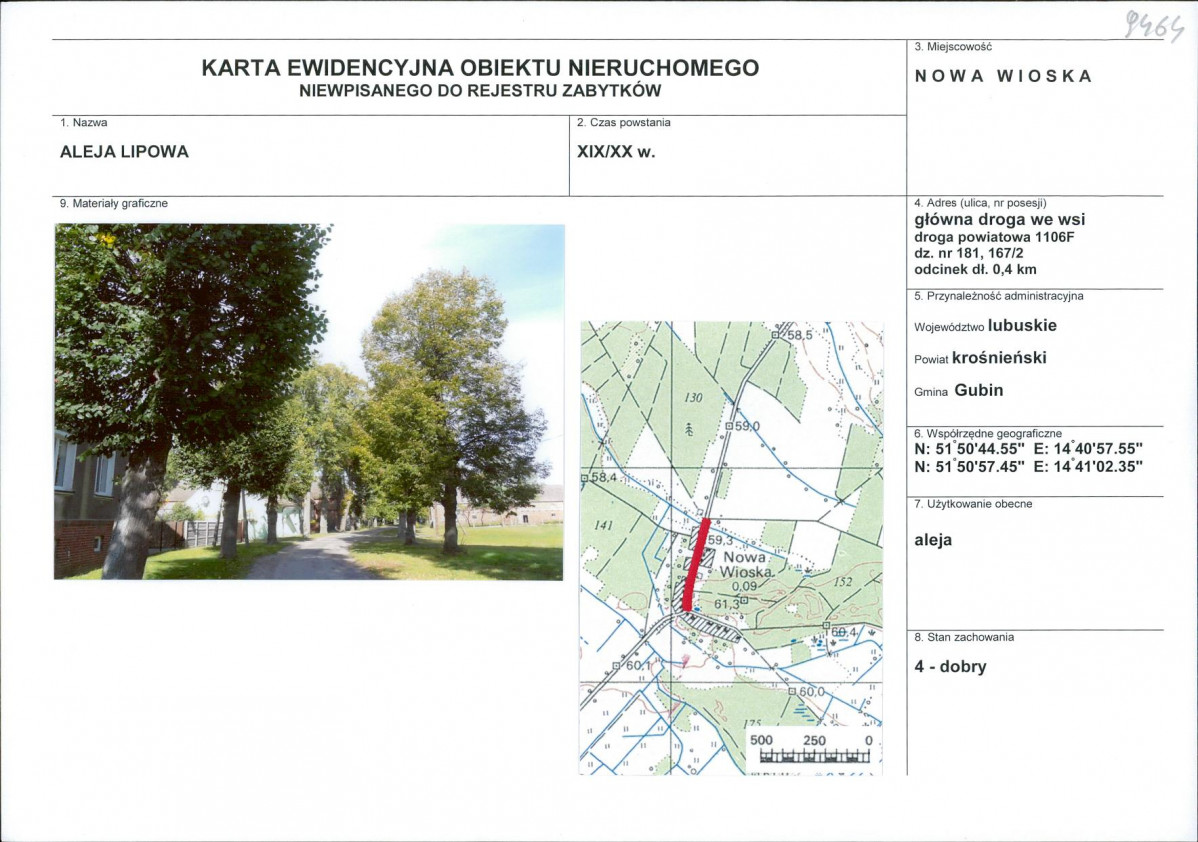 Karta obiektu niewpisanego do rejestru, skan nr 1