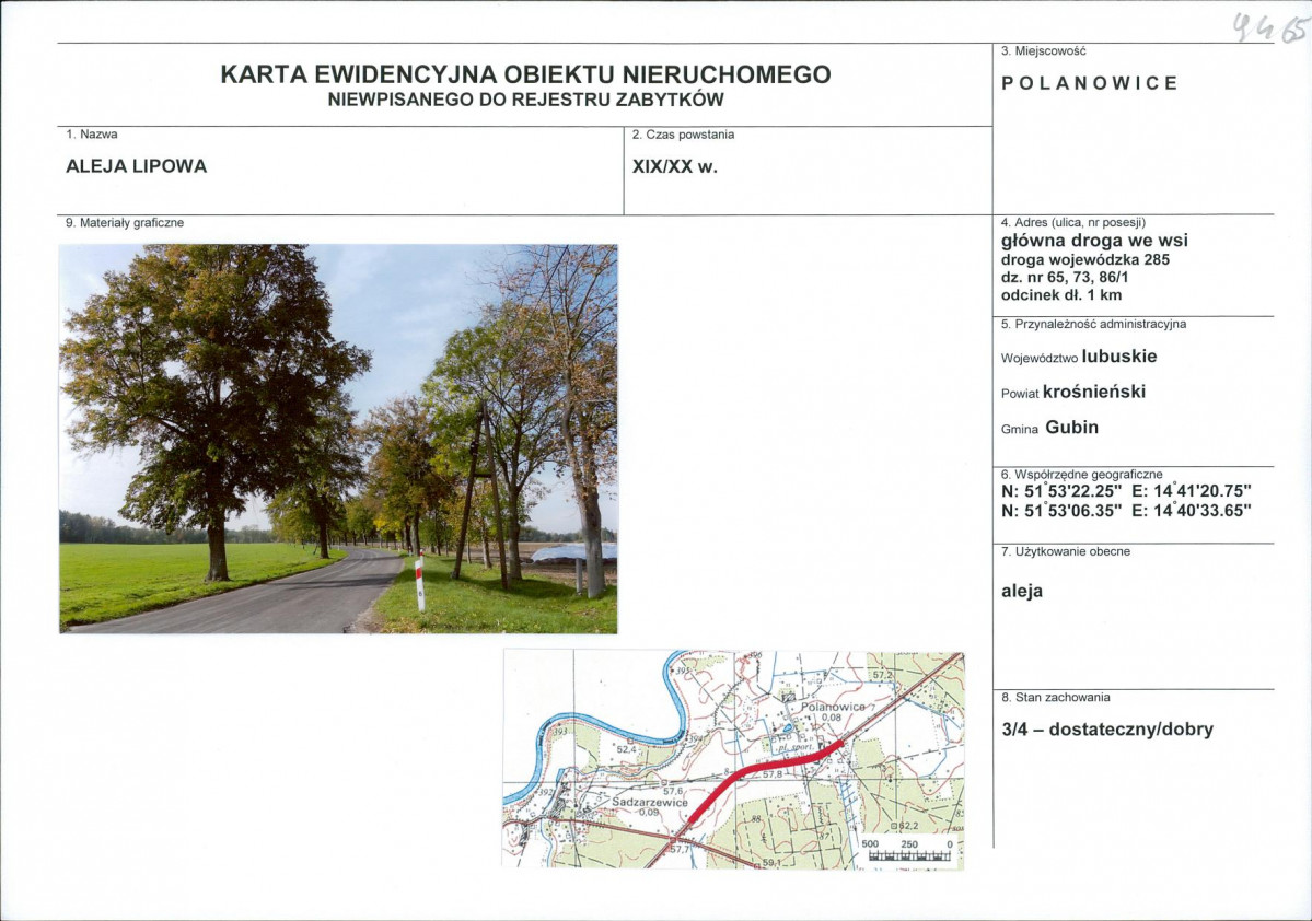 Karta obiektu niewpisanego do rejestru, skan nr 1