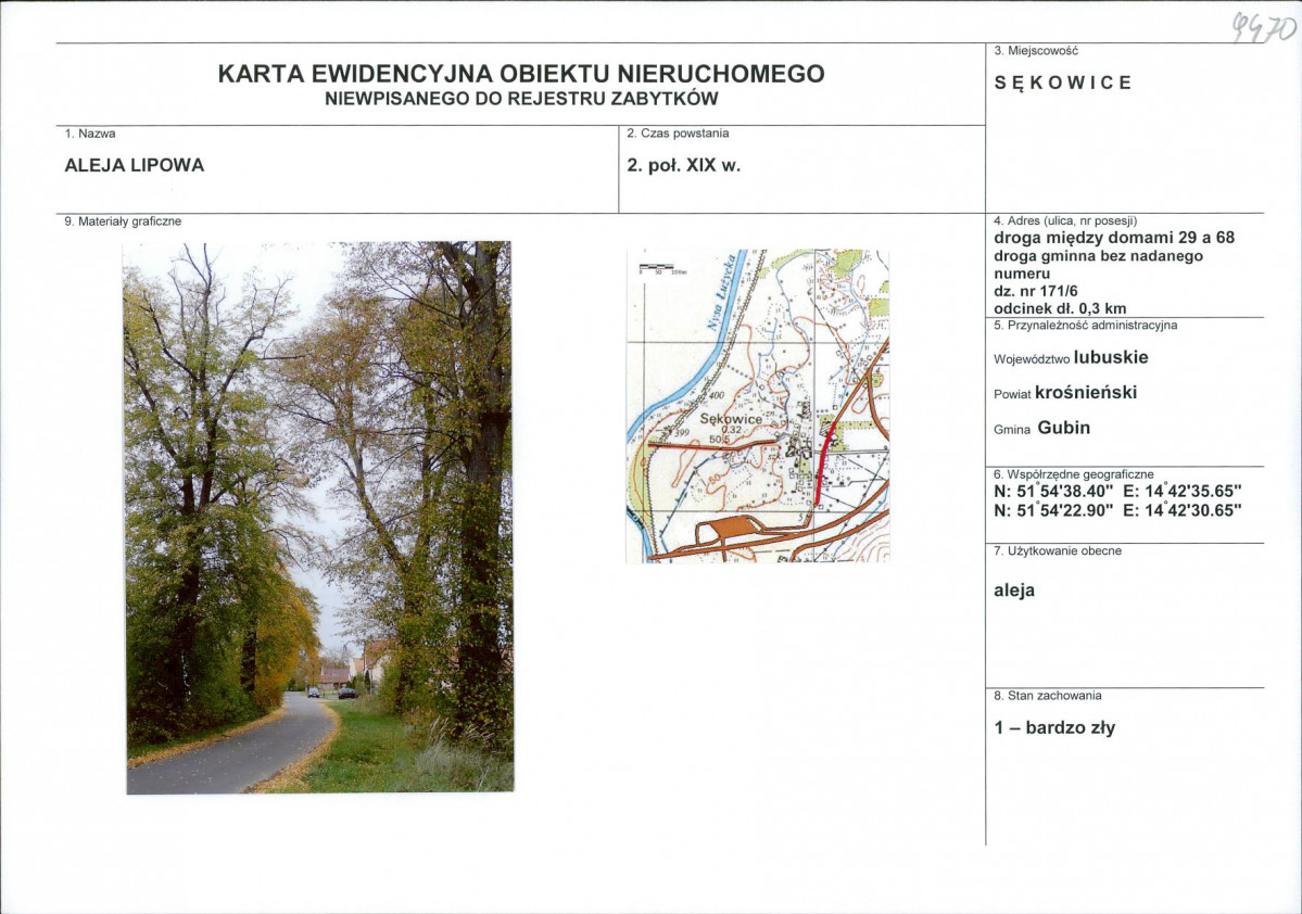 Karta obiektu niewpisanego do rejestru, skan nr 1