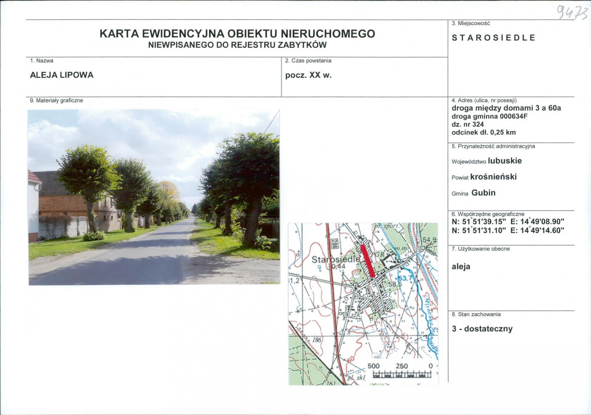 Karta obiektu niewpisanego do rejestru, skan nr 1