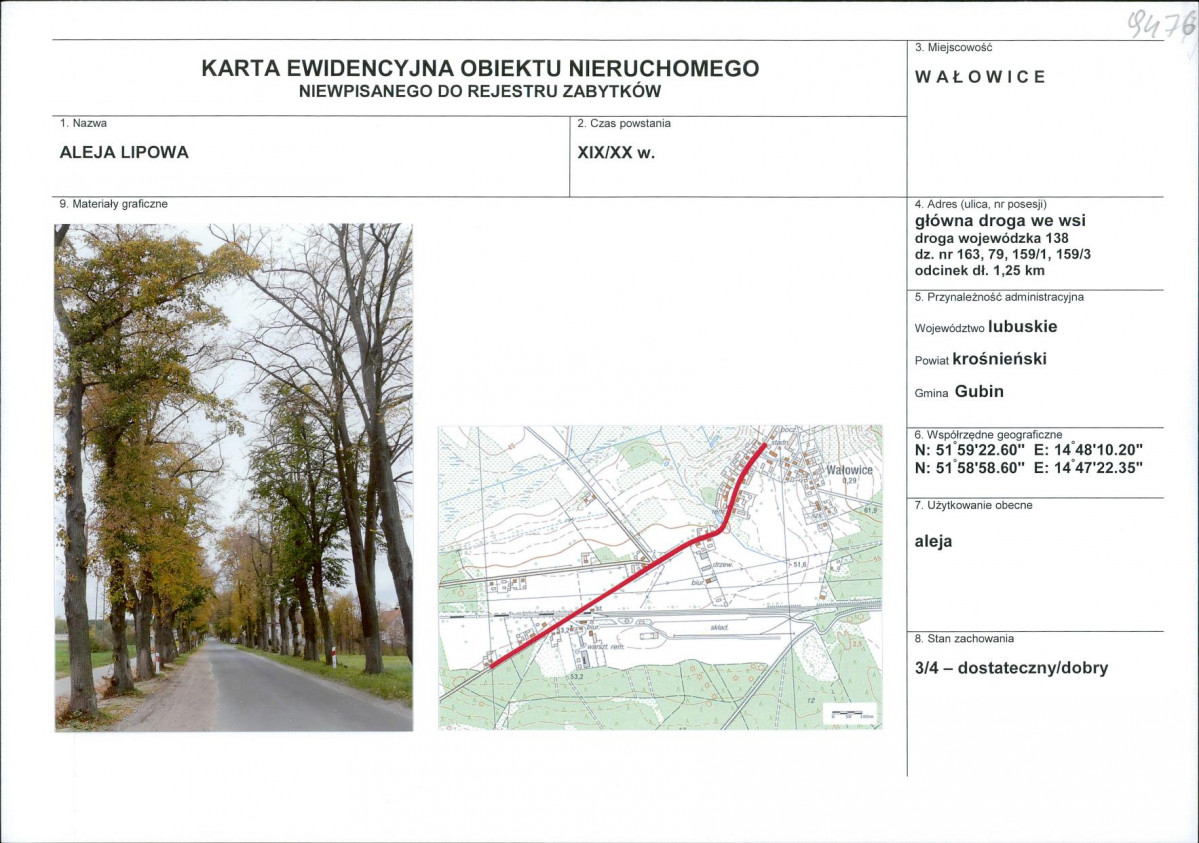 Karta obiektu niewpisanego do rejestru, skan nr 1