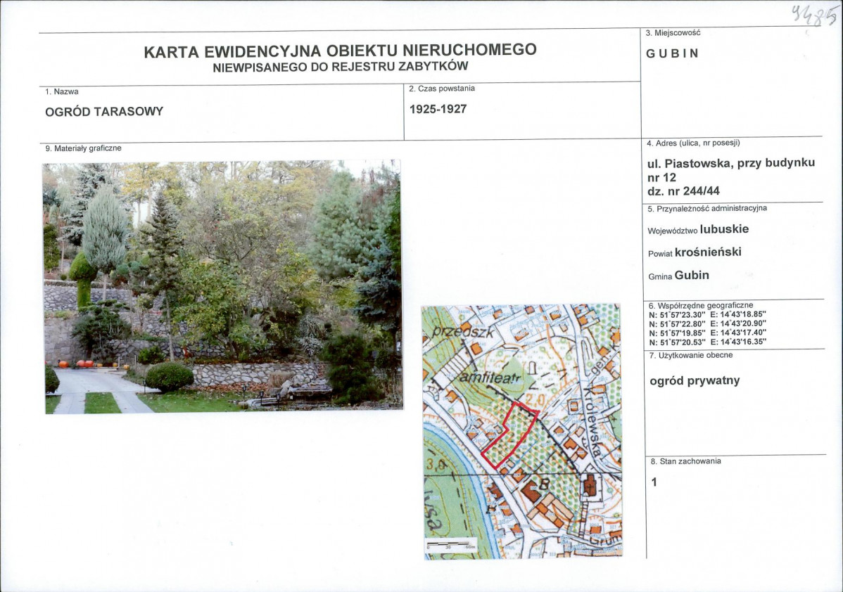 KEZN - Karta obiektu niewpisanego do rejestru, skan nr 1