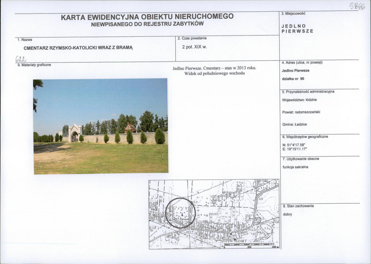 Karta obiektu niewpisanego do rejestru, skan nr 1