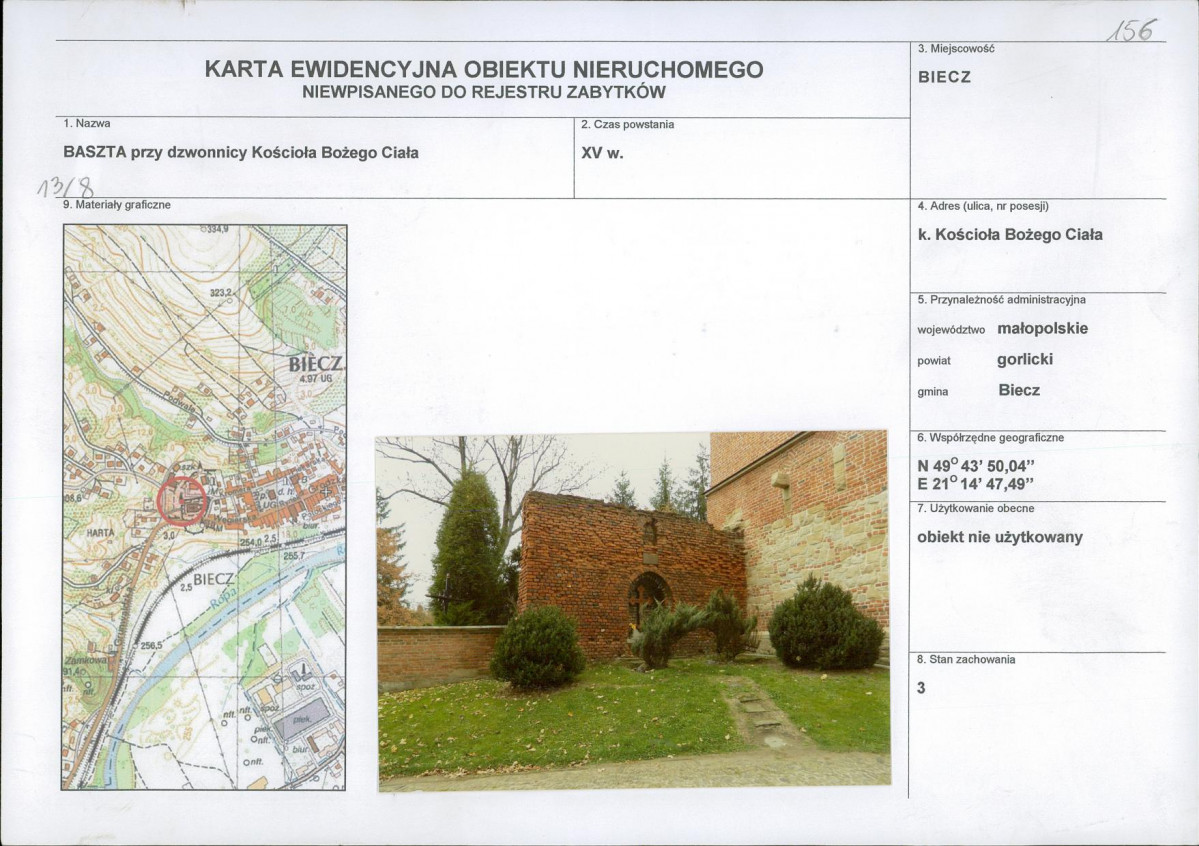 Karta obiektu niewpisanego do rejestru, skan nr 1