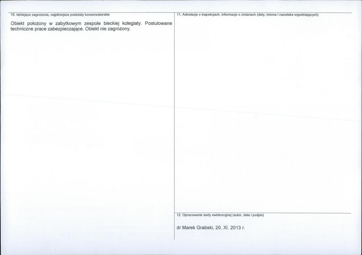 Karta obiektu niewpisanego do rejestru, skan nr 2
