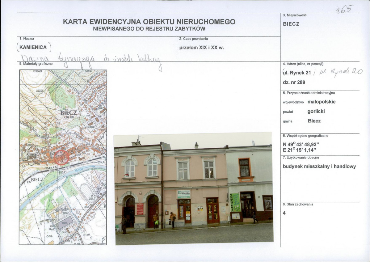 Karta obiektu niewpisanego do rejestru, skan nr 1