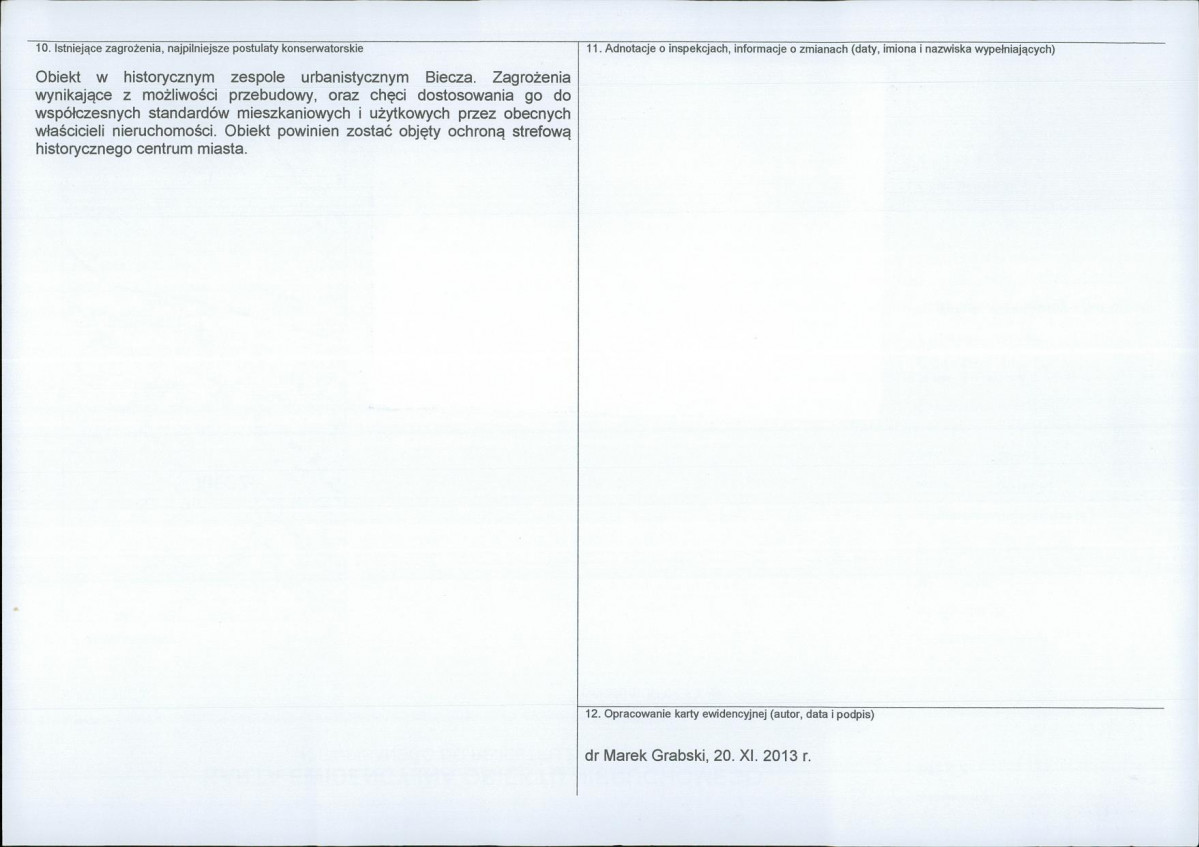 Karta obiektu niewpisanego do rejestru, skan nr 2