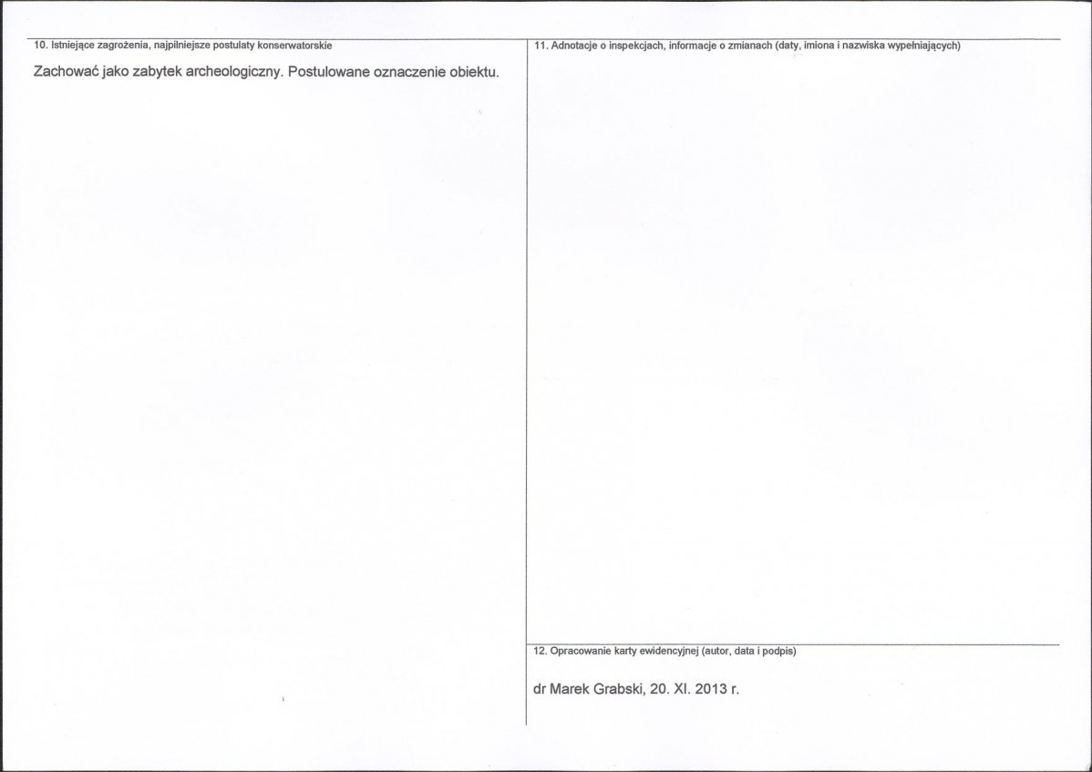 Karta obiektu niewpisanego do rejestru, skan nr 2