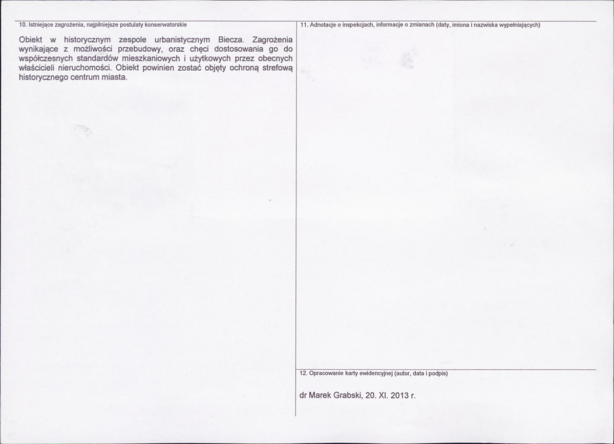 Karta obiektu niewpisanego do rejestru, skan nr 2