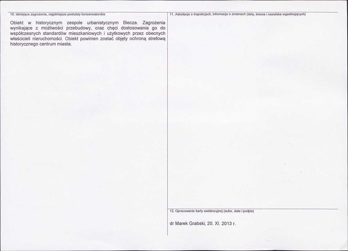 Karta obiektu niewpisanego do rejestru, skan nr 2