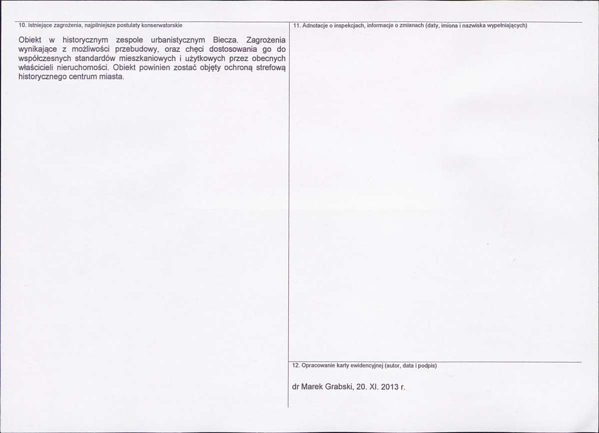 Karta obiektu niewpisanego do rejestru, skan nr 2