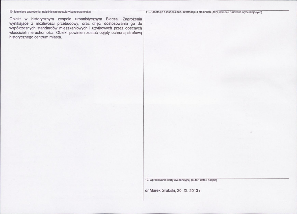 Karta obiektu niewpisanego do rejestru, skan nr 2