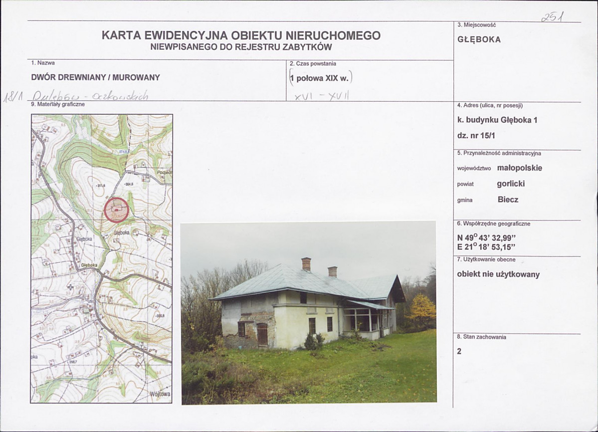 Karta obiektu niewpisanego do rejestru, skan nr 1