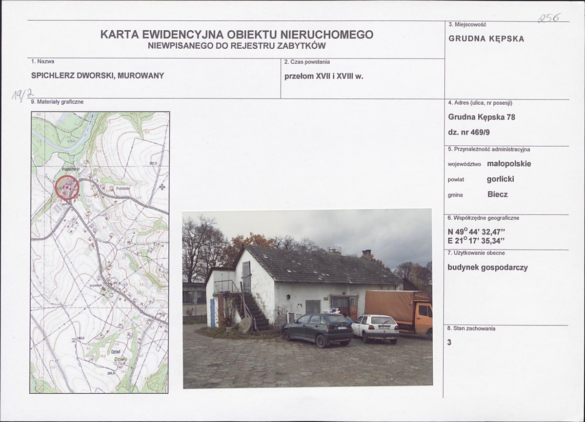 Karta obiektu niewpisanego do rejestru, skan nr 1