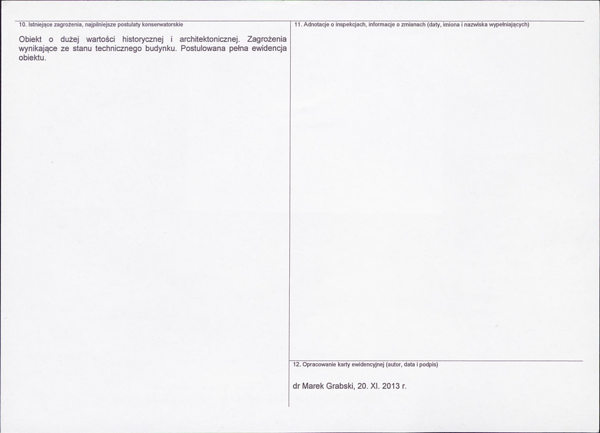 Karta obiektu niewpisanego do rejestru, skan nr 2