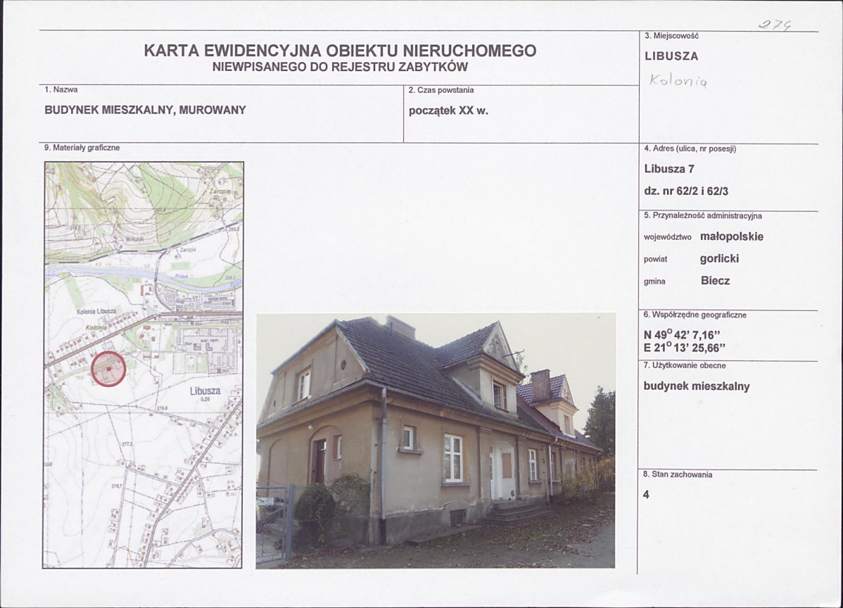 Karta obiektu niewpisanego do rejestru, skan nr 1