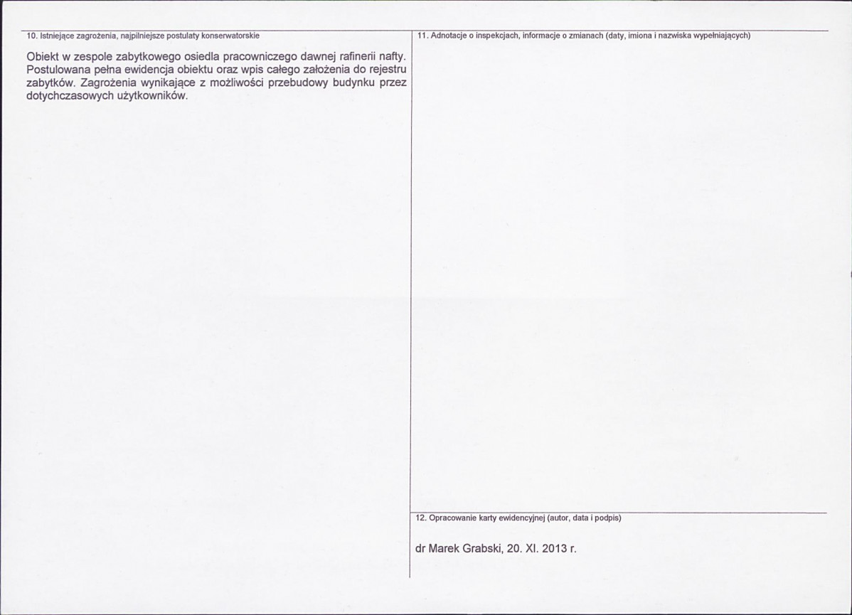 Karta obiektu niewpisanego do rejestru, skan nr 2