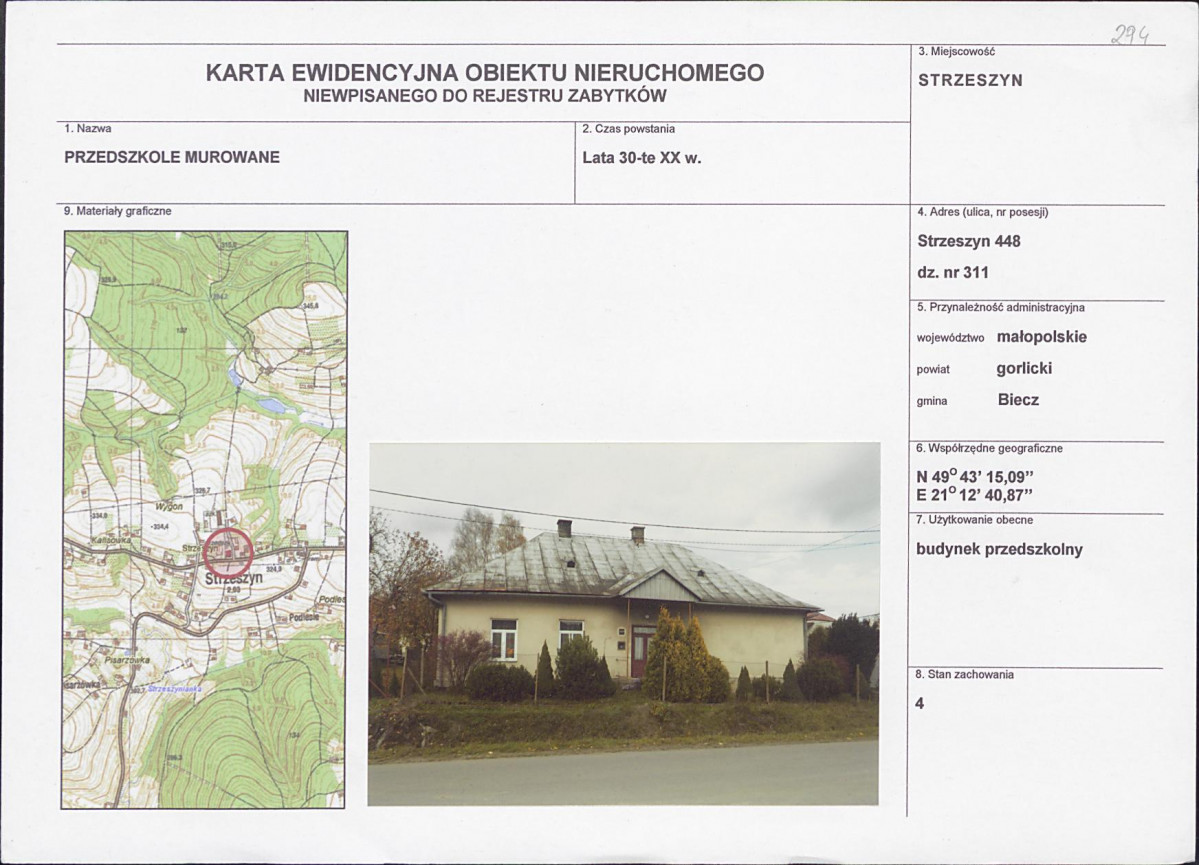 Karta obiektu niewpisanego do rejestru, skan nr 1