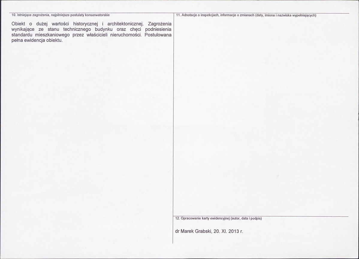 Karta obiektu niewpisanego do rejestru, skan nr 2