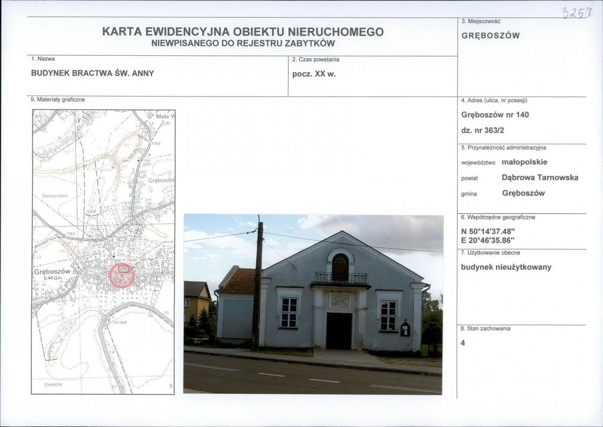 Karta obiektu niewpisanego do rejestru, skan nr 1