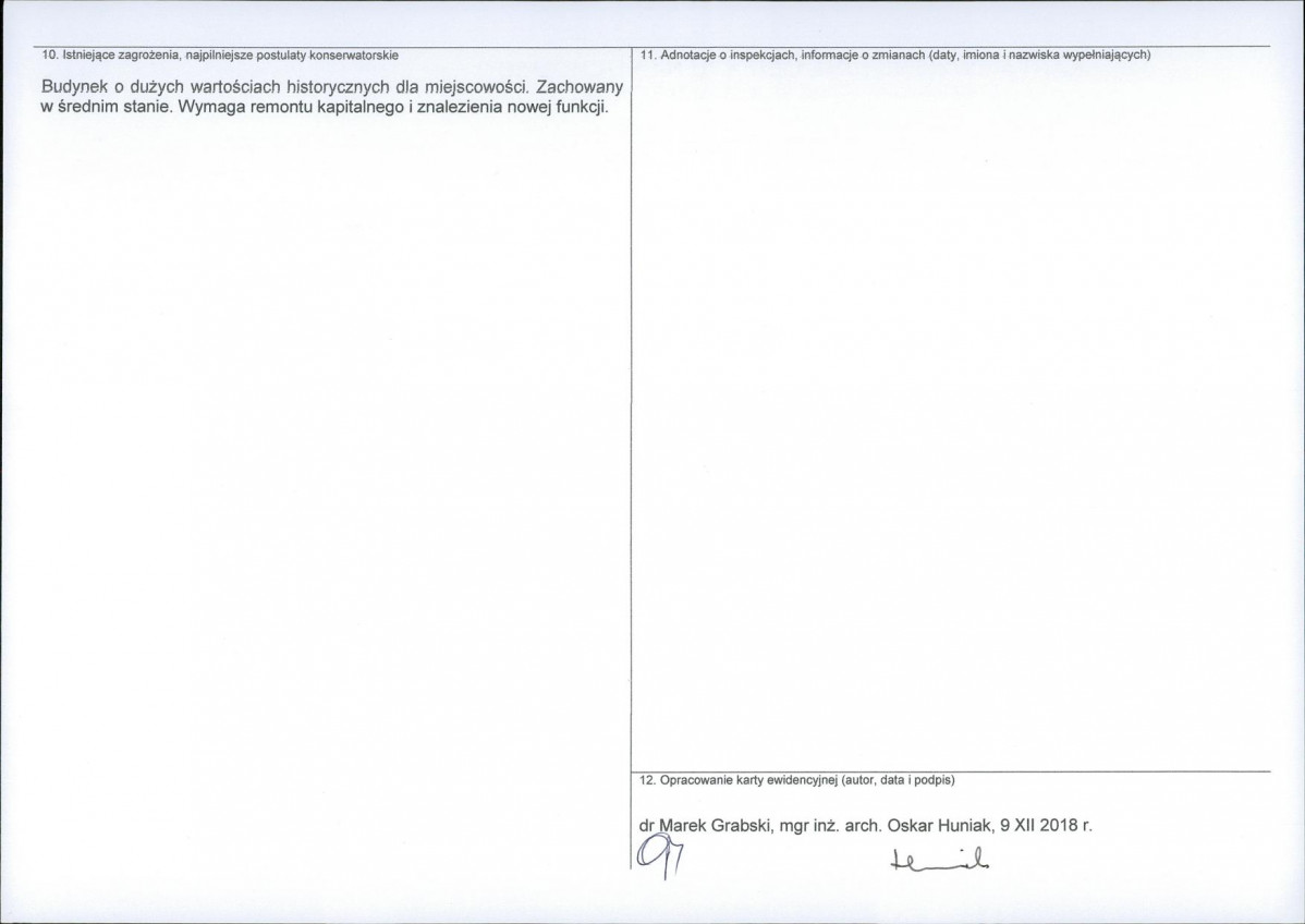 Karta obiektu niewpisanego do rejestru, skan nr 2