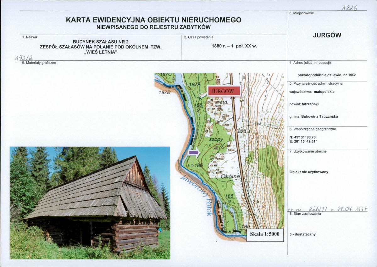 KEZN - Karta obiektu niewpisanego do rejestru, skan nr 1