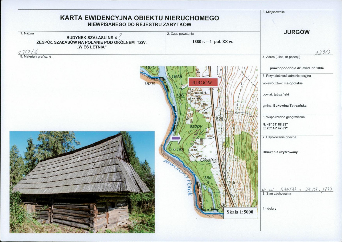KEZN - Karta obiektu niewpisanego do rejestru, skan nr 1