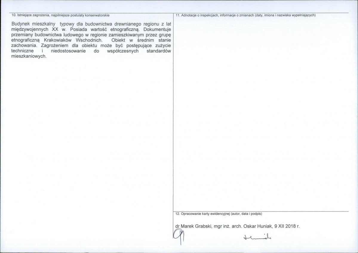 Karta obiektu niewpisanego do rejestru, skan nr 2