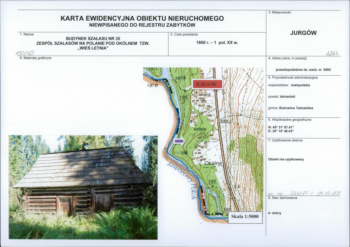 KEZN - Karta obiektu niewpisanego do rejestru, skan nr 1