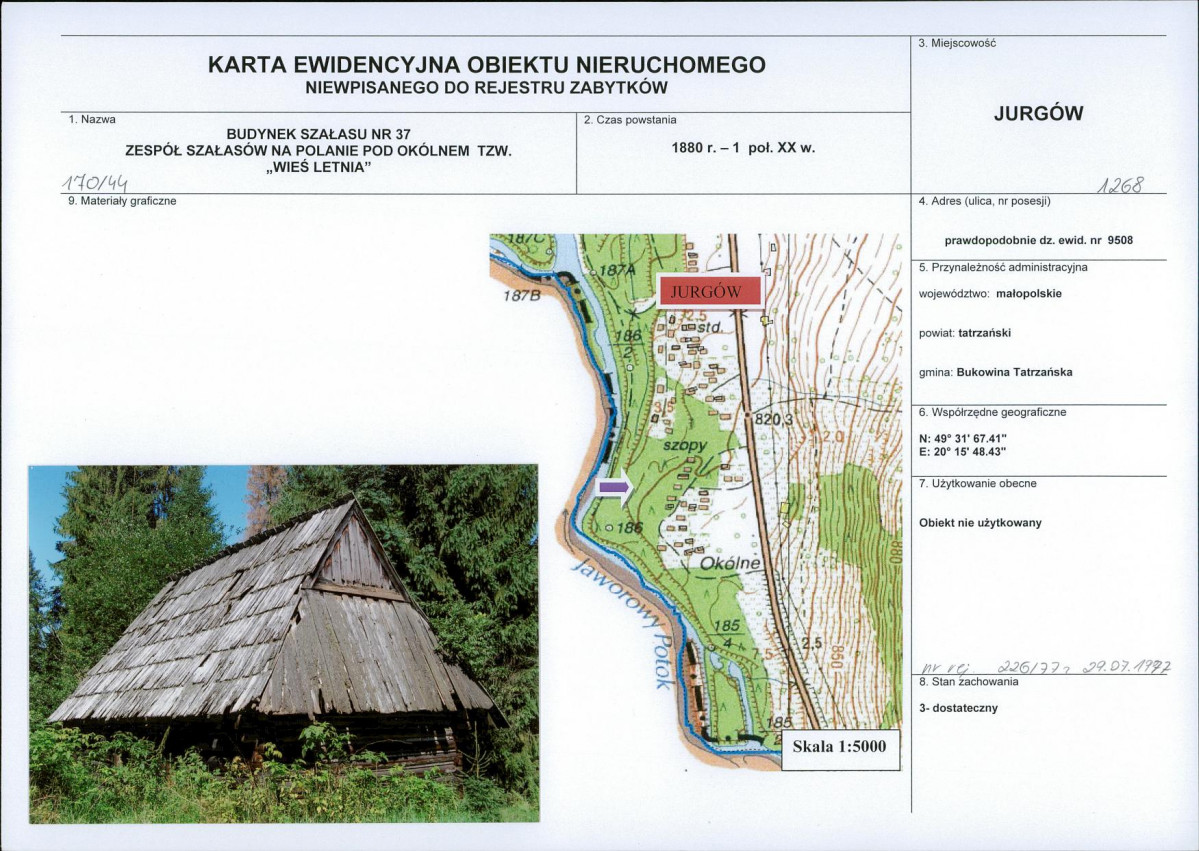 KEZN - Karta obiektu niewpisanego do rejestru, skan nr 1