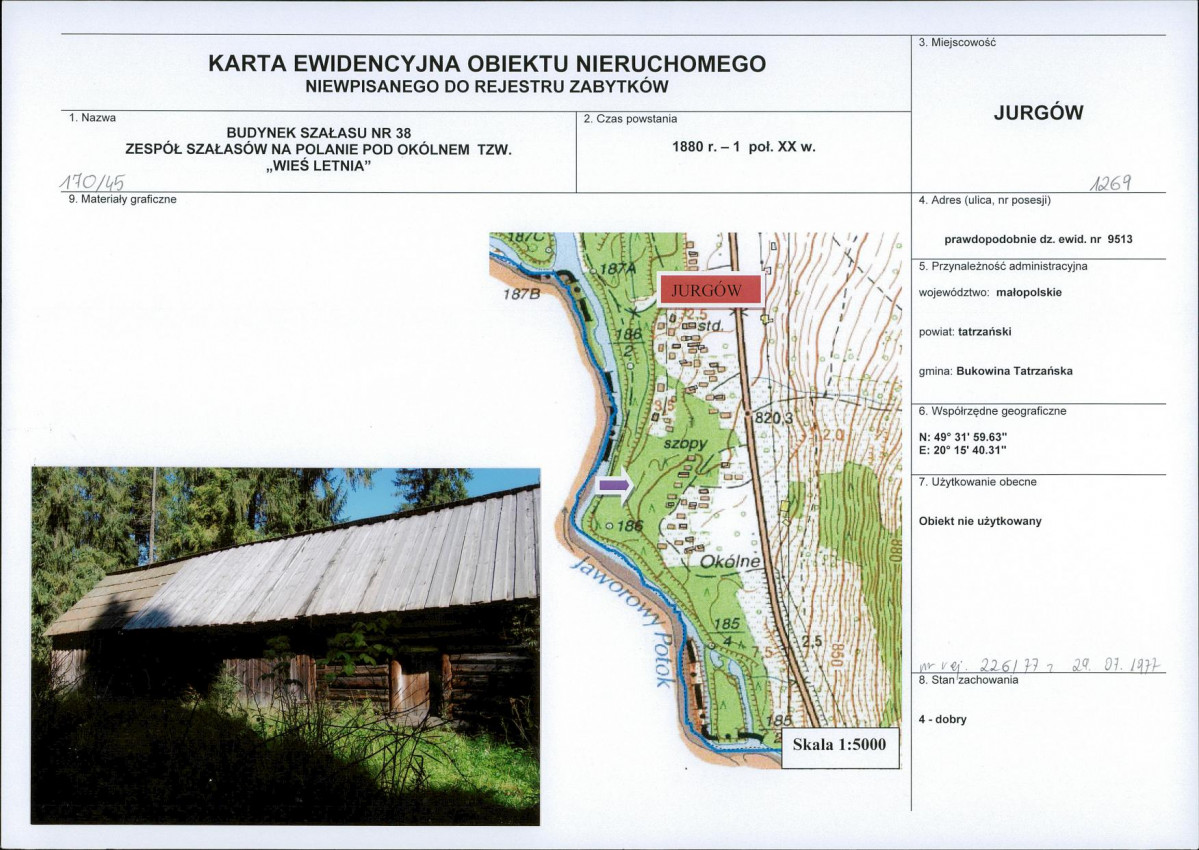 KEZN - Karta obiektu niewpisanego do rejestru, skan nr 1
