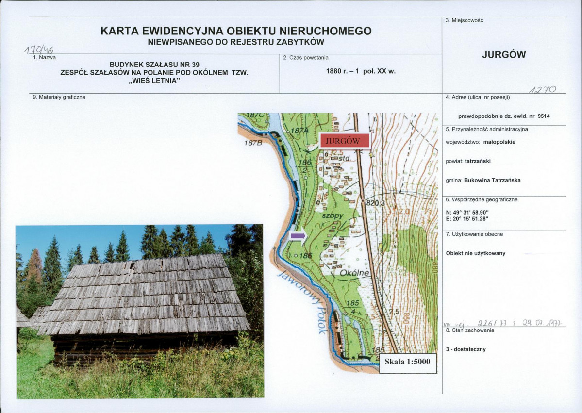 KEZN - Karta obiektu niewpisanego do rejestru, skan nr 1