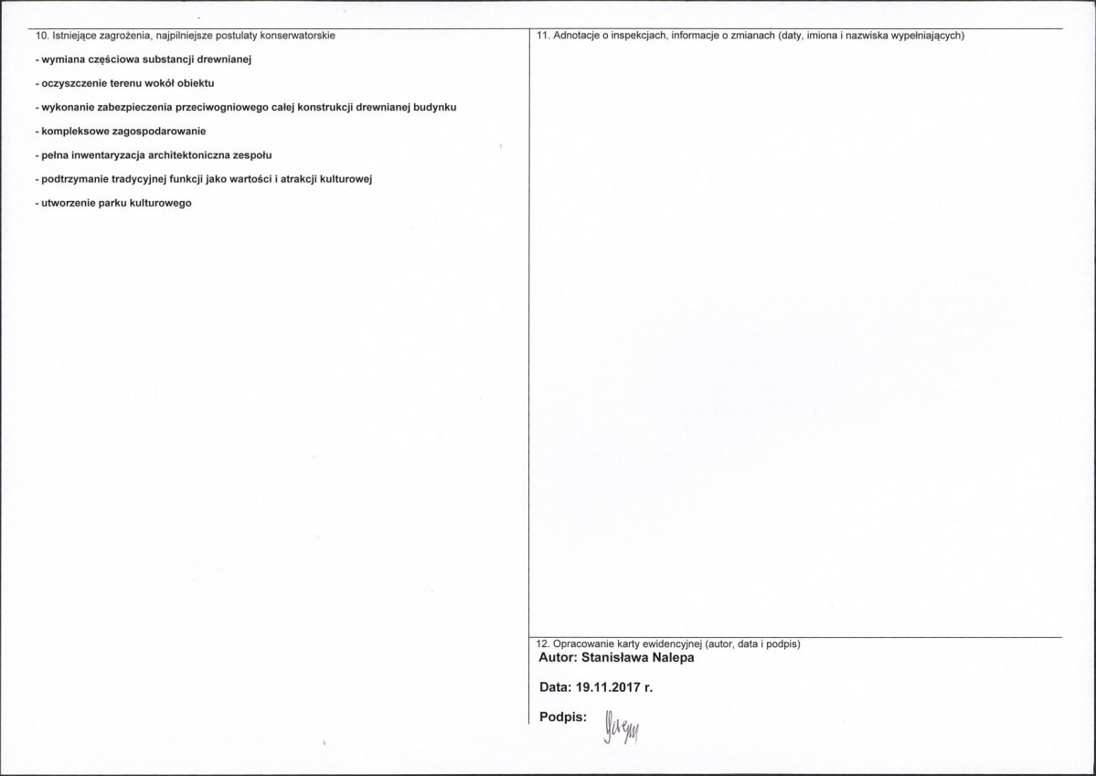 KEZN - Karta obiektu niewpisanego do rejestru, skan nr 2