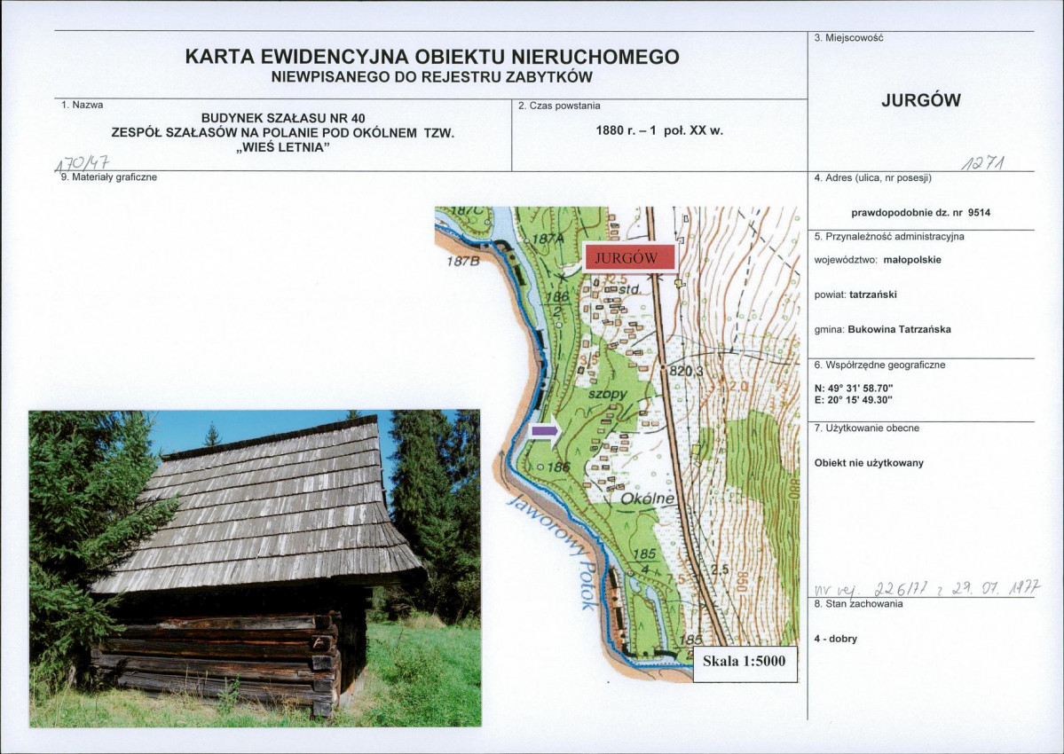 KEZN - Karta obiektu niewpisanego do rejestru, skan nr 1