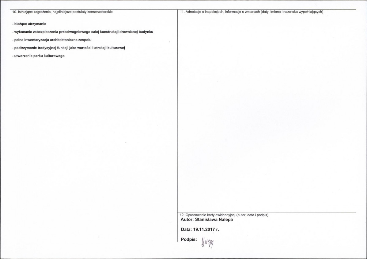 KEZN - Karta obiektu niewpisanego do rejestru, skan nr 2