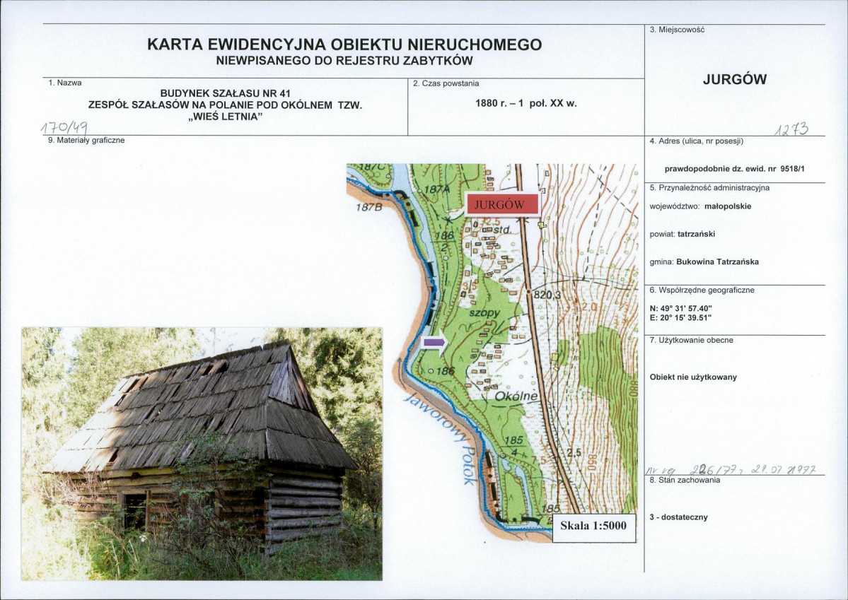 KEZN - Karta obiektu niewpisanego do rejestru, skan nr 1