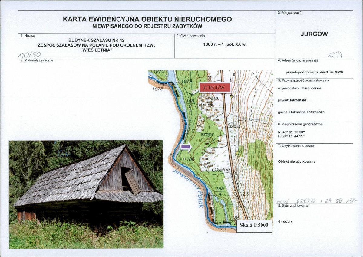 KEZN - Karta obiektu niewpisanego do rejestru, skan nr 1