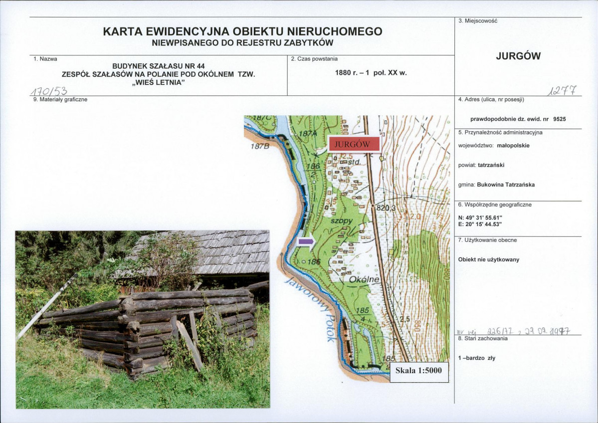 KEZN - Karta obiektu niewpisanego do rejestru, skan nr 1