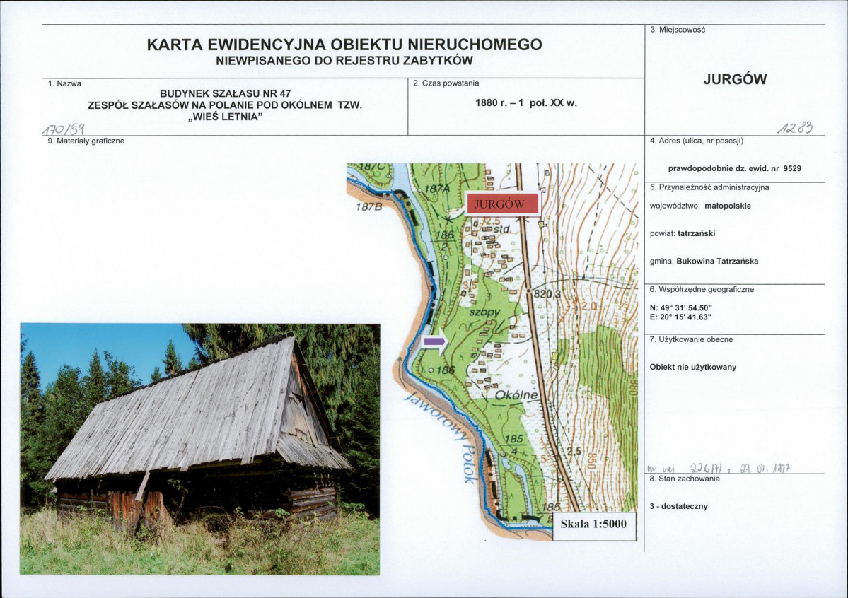 KEZN - Karta obiektu niewpisanego do rejestru, skan nr 1