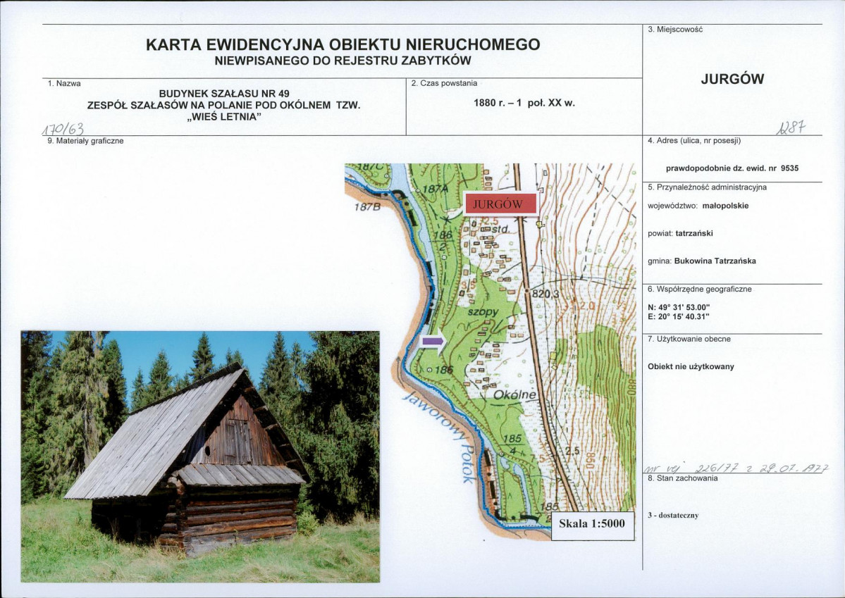 KEZN - Karta obiektu niewpisanego do rejestru, skan nr 1