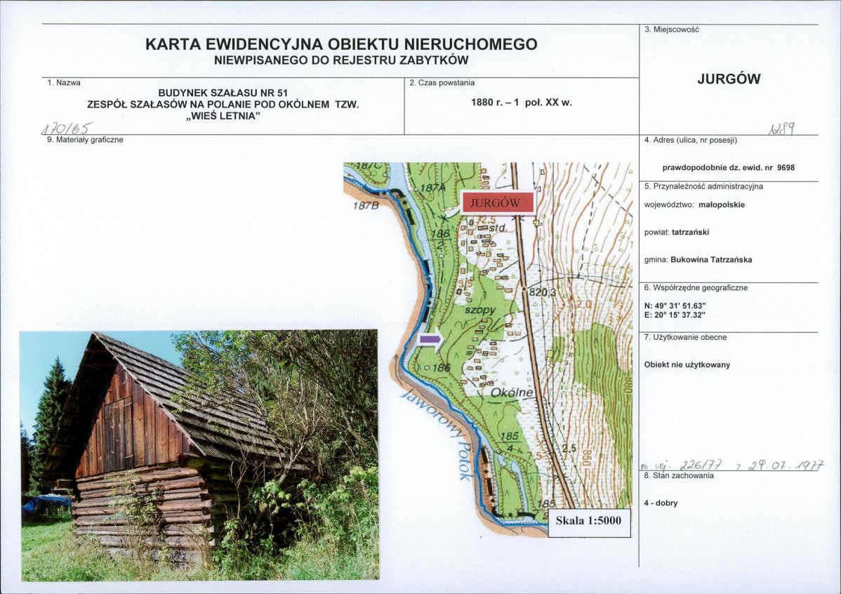 KEZN - Karta obiektu niewpisanego do rejestru, skan nr 1