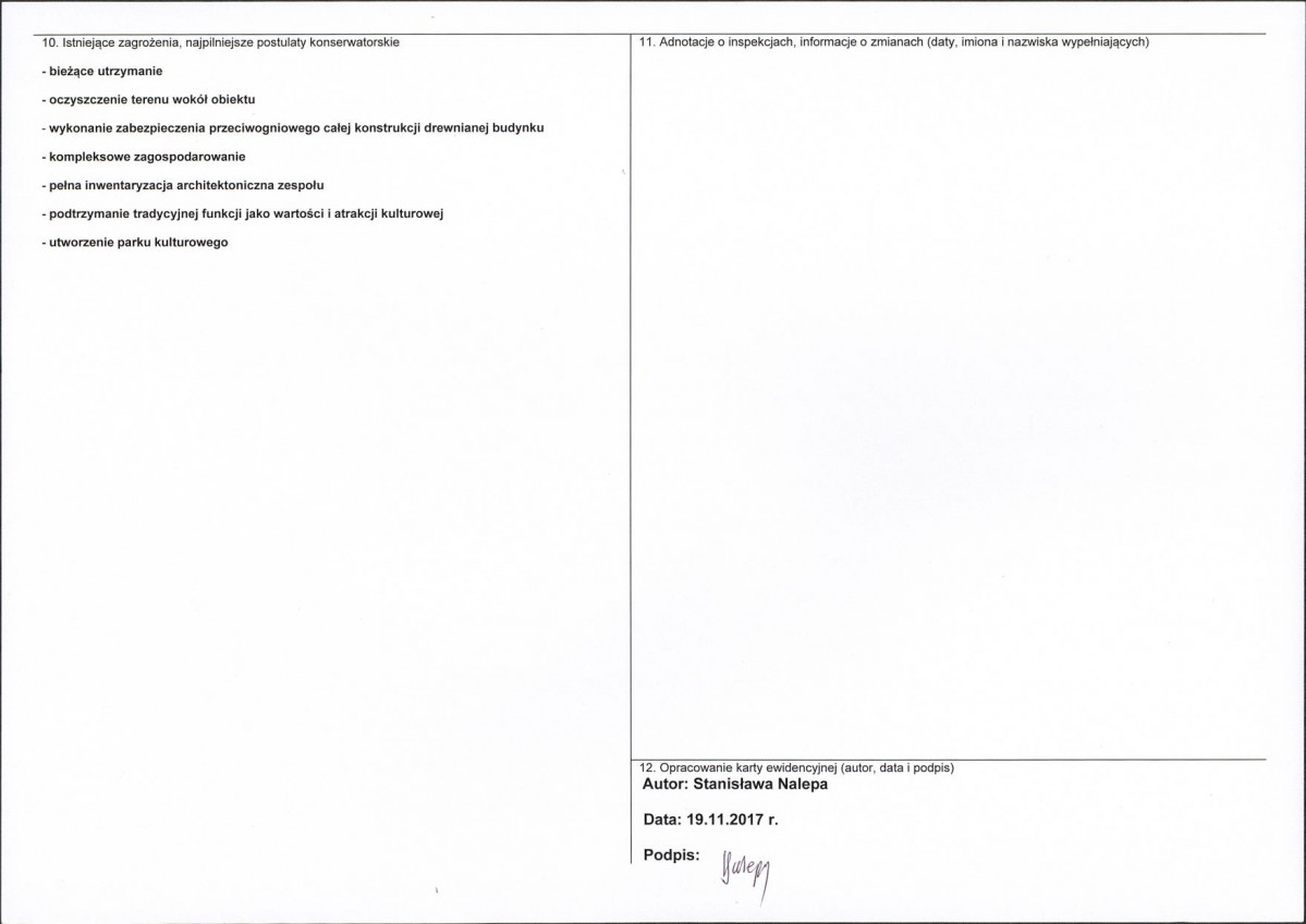 KEZN - Karta obiektu niewpisanego do rejestru, skan nr 2