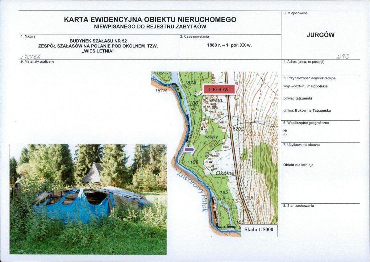 KEZN - Karta obiektu niewpisanego do rejestru, skan nr 1