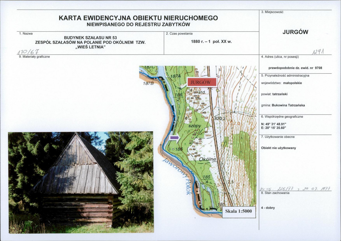 KEZN - Karta obiektu niewpisanego do rejestru, skan nr 1