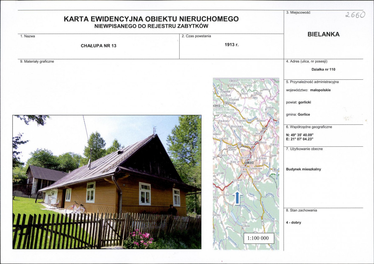 Karta obiektu niewpisanego do rejestru, skan nr 1