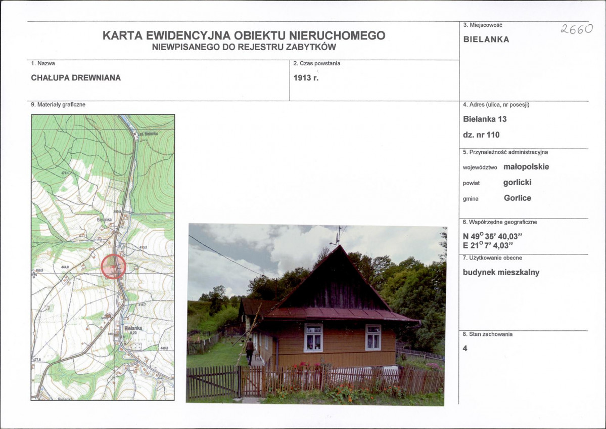 Karta obiektu niewpisanego do rejestru, skan nr 1