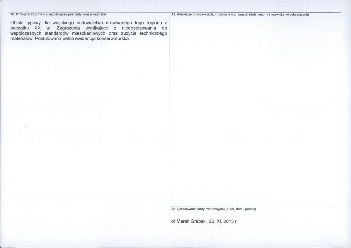 Karta obiektu niewpisanego do rejestru, skan nr 2