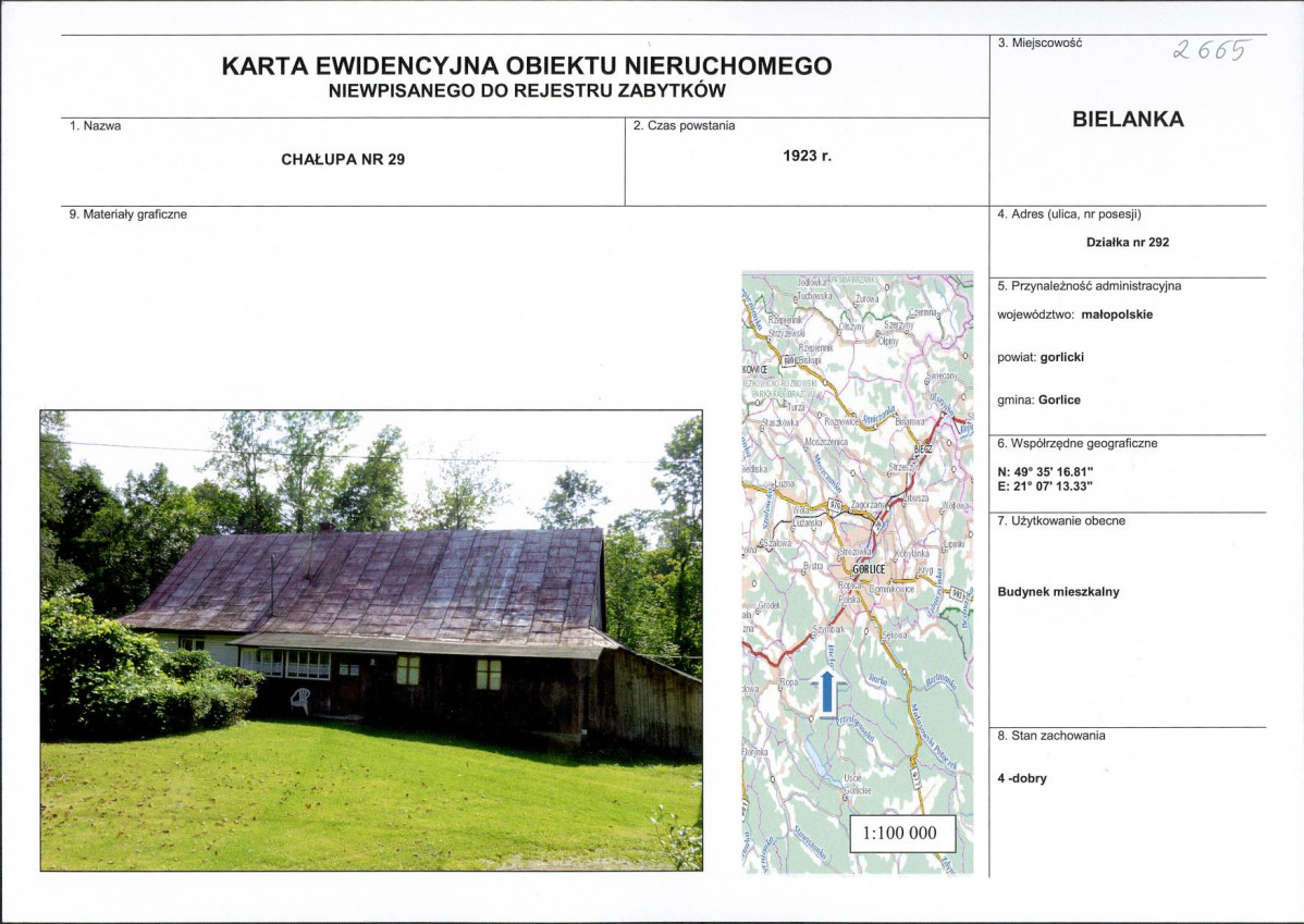 Karta obiektu niewpisanego do rejestru, skan nr 1