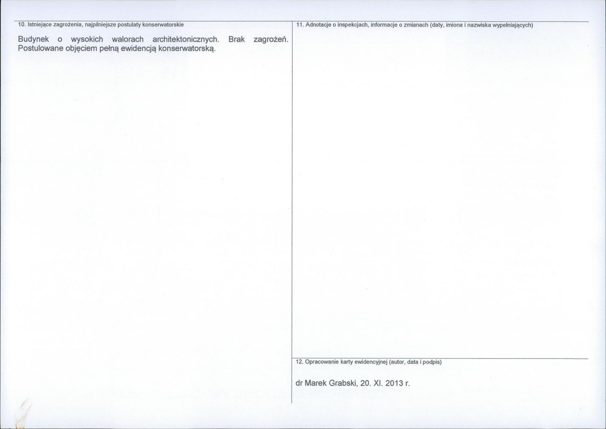 Karta obiektu niewpisanego do rejestru, skan nr 2
