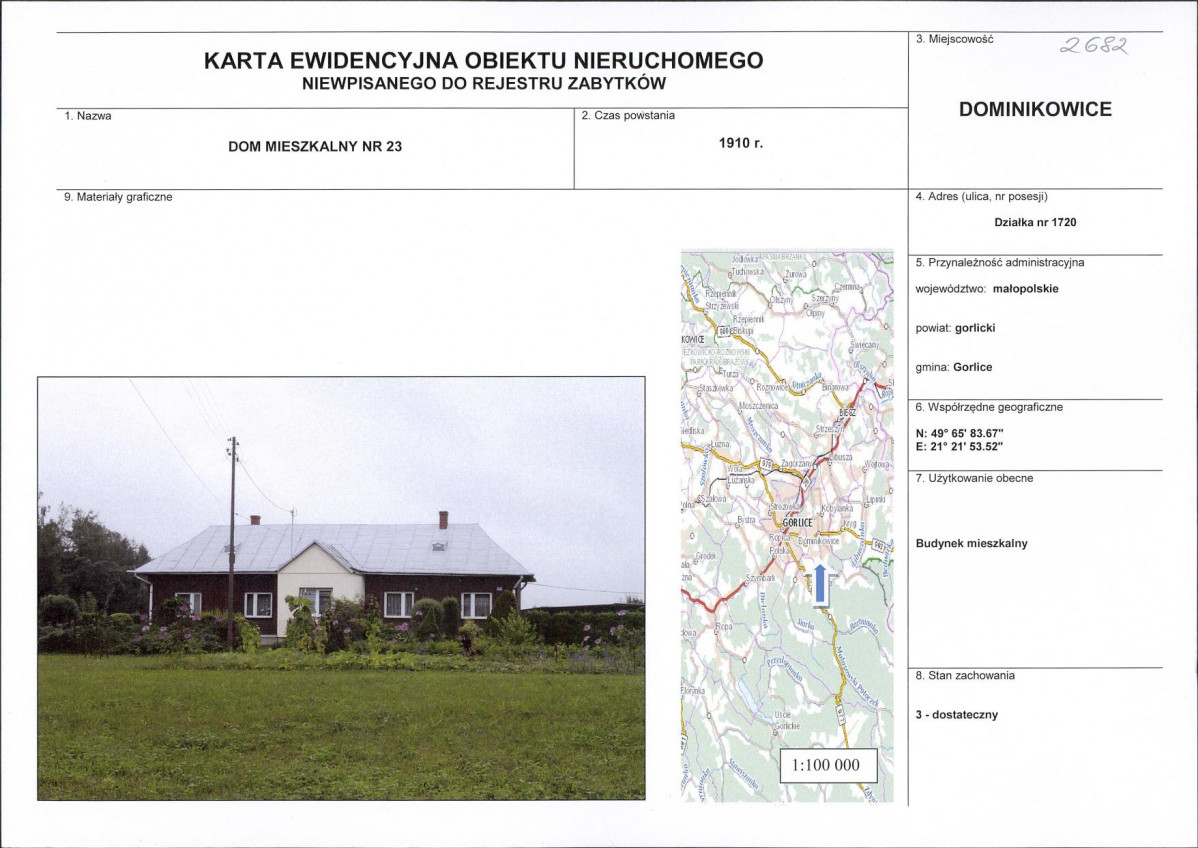Karta obiektu niewpisanego do rejestru, skan nr 1